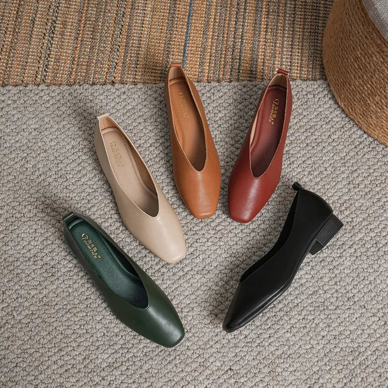 Elise | Square-Toe Low Heeled Flats