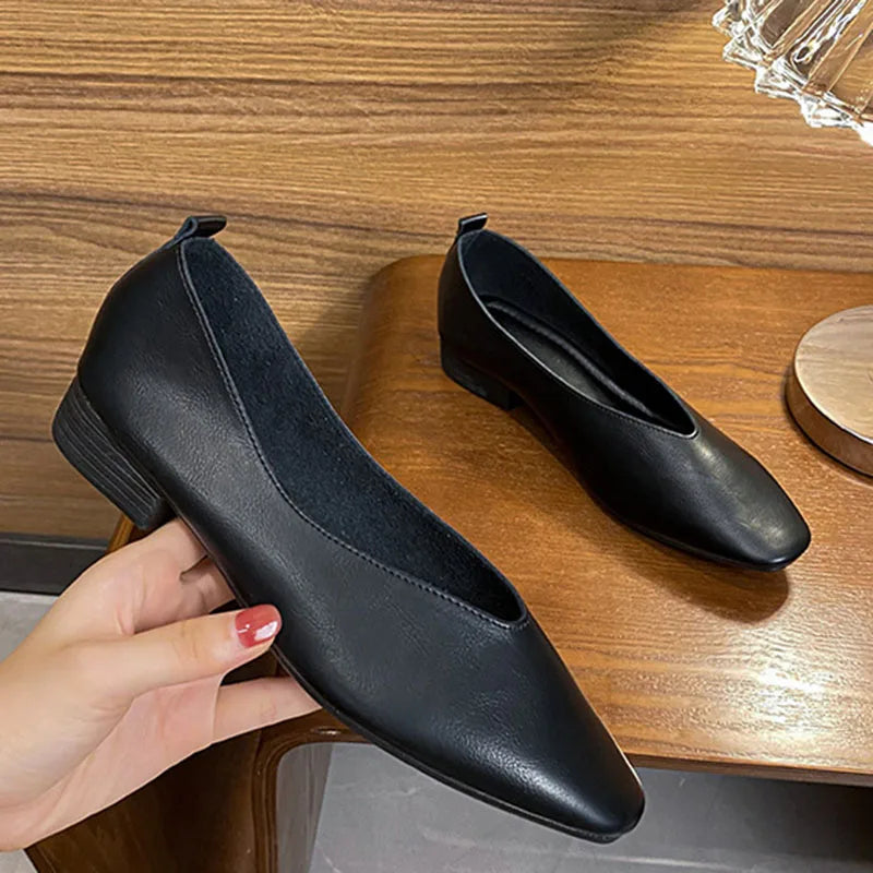 Elise | Square-Toe Low Heeled Flats