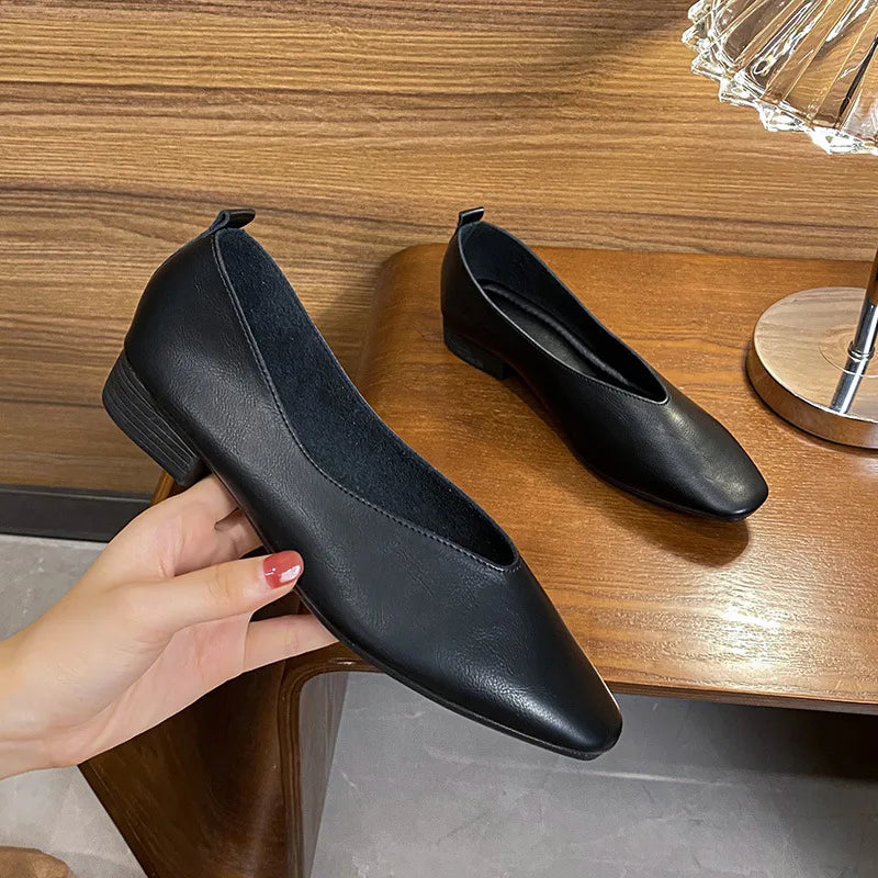 Elise | Square-Toe Low Heeled Flats