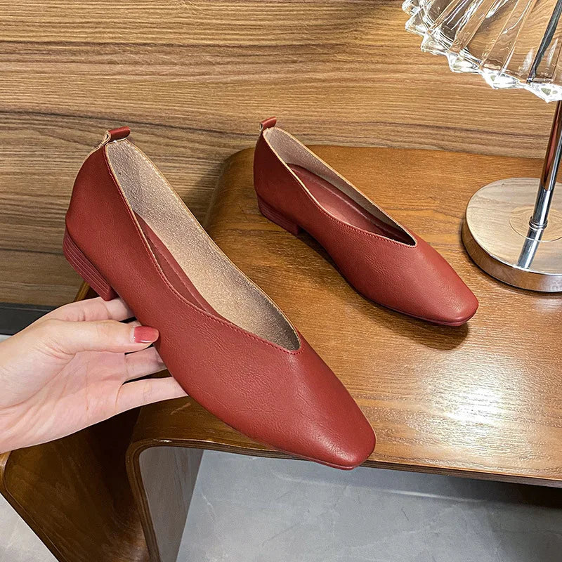 Elise | Square-Toe Low Heeled Flats