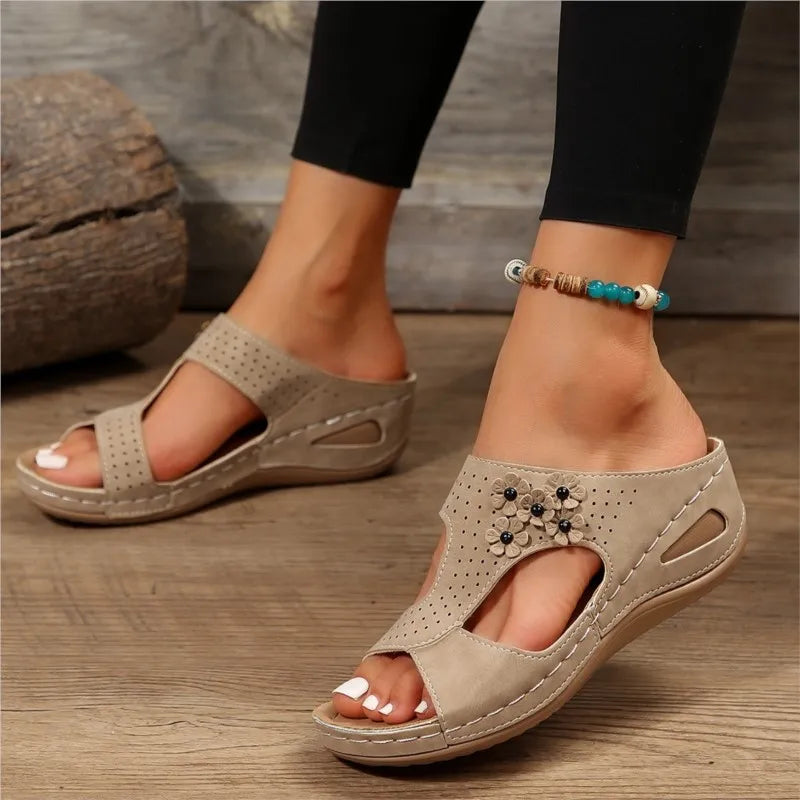 Malia | Floral Cutout Orthopedic Sandals